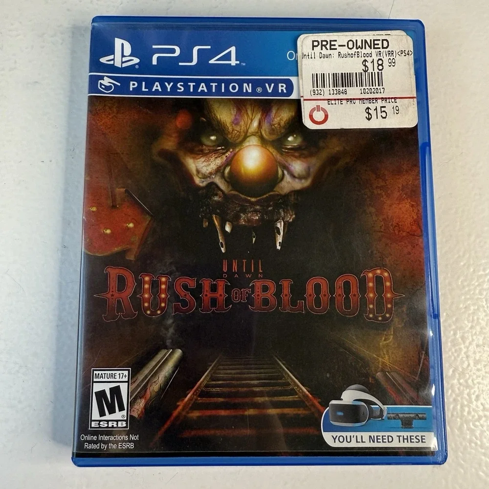 PS4 Until Dawn Rush Of Blood VR Sony Playstation 4 Blu ray Game Virtual Reality